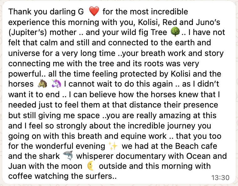 A message from a client after a session